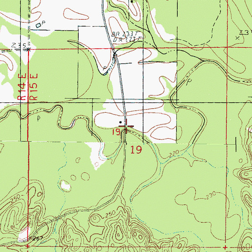 Topographic Map of McCloud Bridge, MS
