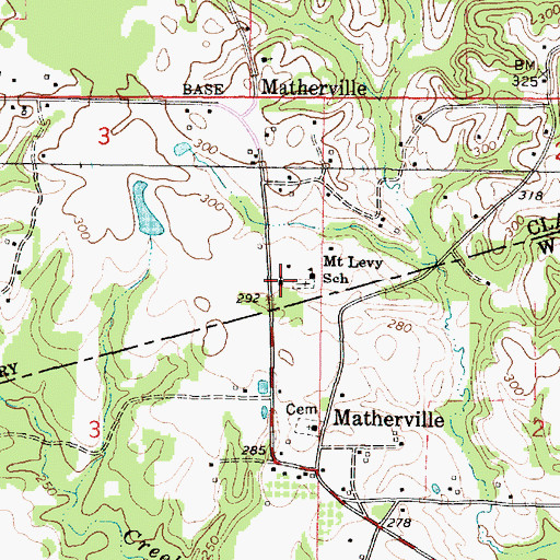 Topographic Map of Mount Levy Church, MS