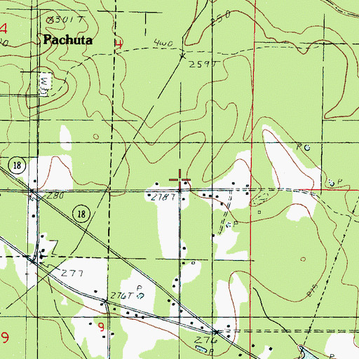 Topographic Map of Mount Nebo Church (historical), MS
