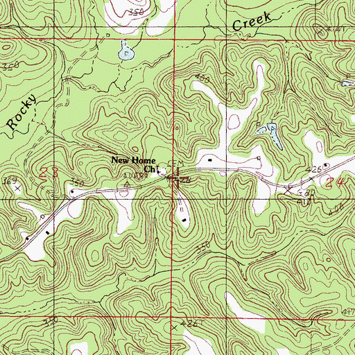 Topographic Map of New Home School (historical), MS