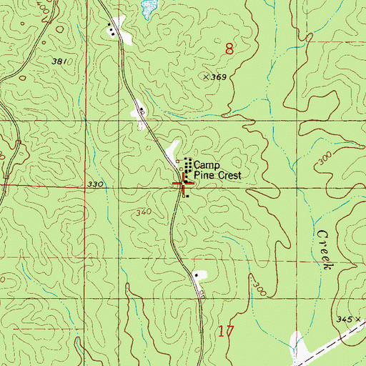 Topographic Map of Pine Crest Church, MS