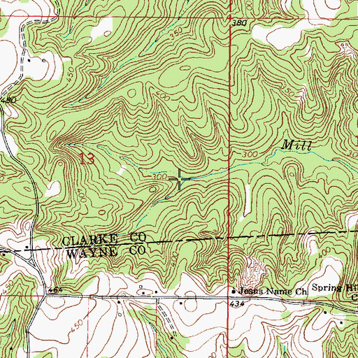 Topographic Map of Stanley Mill (historical), MS