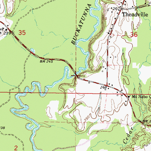 Topographic Map of Theads Bridge, MS