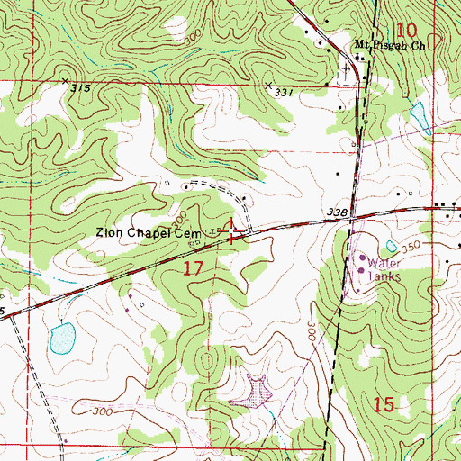 Topographic Map of Zion Chapel (historical), MS