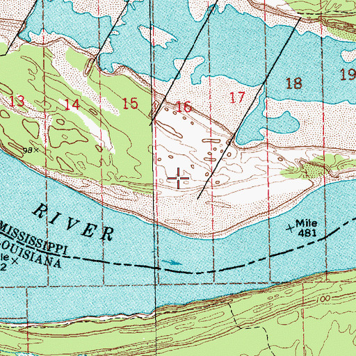 Topographic Map of Ajax Bar, MS