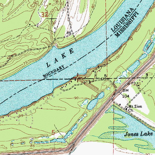 Topographic Map of Bellevue Landing, MS