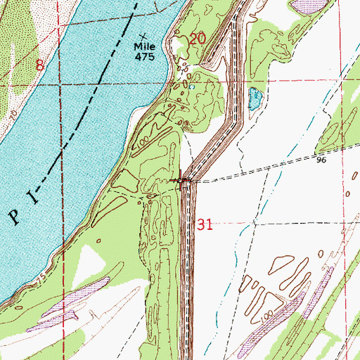Topographic Map of Burnleys Plantation (historical), MS