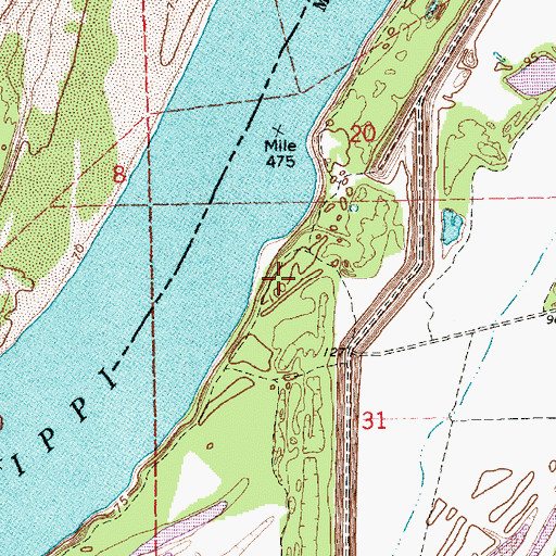 Topographic Map of Hay Landing, MS