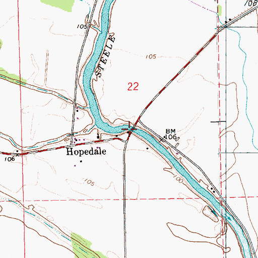 Topographic Map of Lakeside Ferry (historical), MS