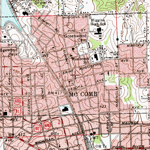 Topographic Map of Christ Temple Church of Christ Holiness, MS