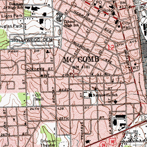 Topographic Map of Church of the Living God, MS