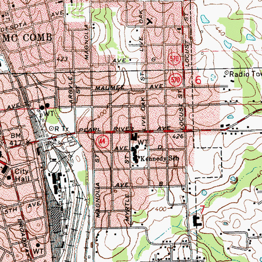 Topographic Map of East McComb Baptist Church, MS