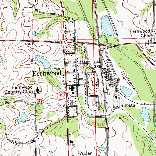 Topographic Map of Fernwood Baptist Church, MS
