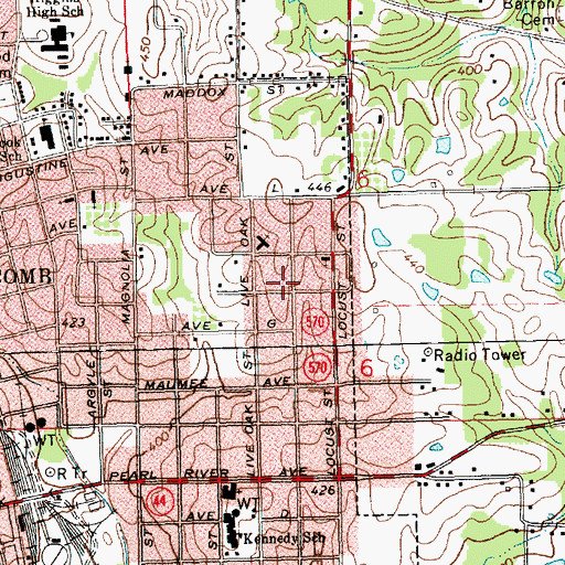 Topographic Map of Gospel Assembly Church, MS