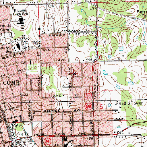 Topographic Map of Harrell Temple Church of God in Christ, MS