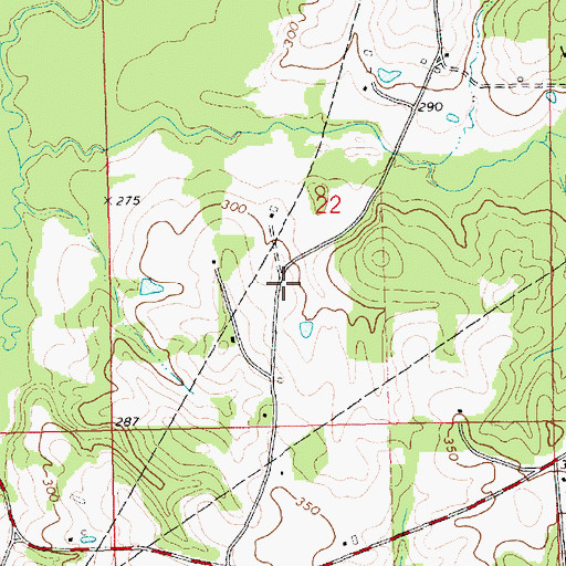 Topographic Map of Kelly Church (historical), MS