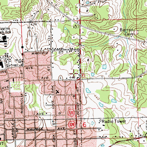 Topographic Map of Locust Street Baptist Church, MS