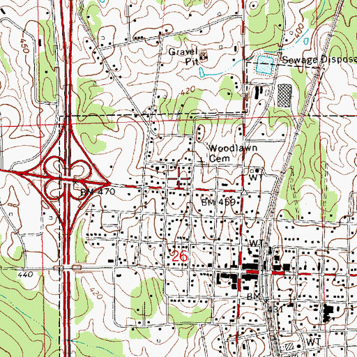 Topographic Map of Lone Star Baptist Church, MS