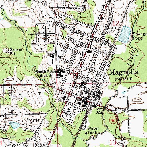 Topographic Map of Magnolia Presbyterian Church, MS
