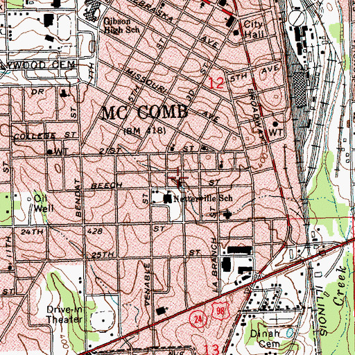 Topographic Map of McComb Church of God, MS