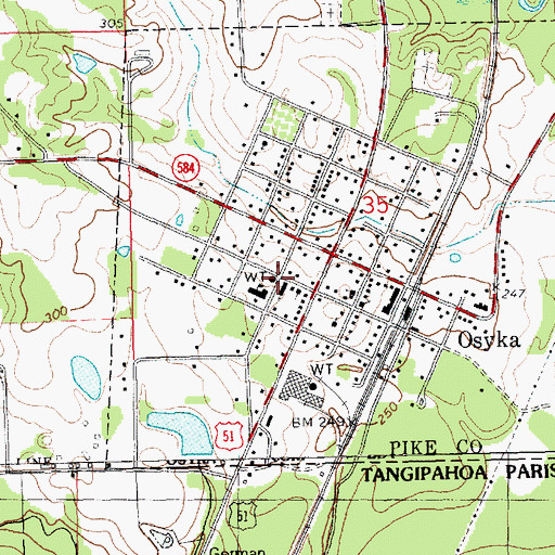 Topographic Map of Osyka Baptist Church, MS