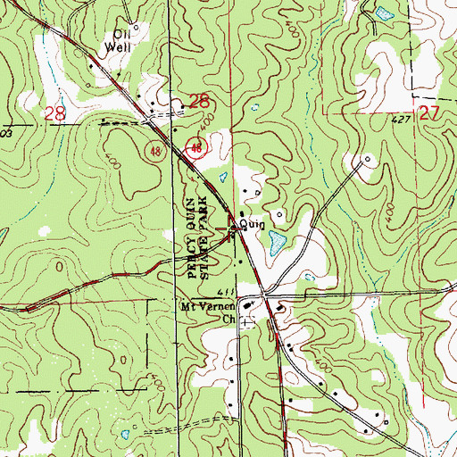 Topographic Map of Quinlivan, MS