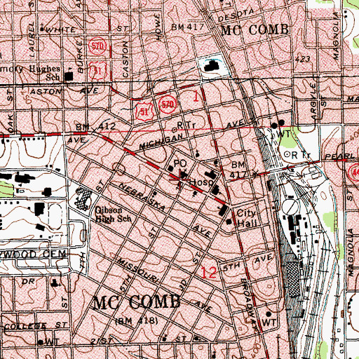 Topographic Map of Saint Alphonsus Catholic Church, MS