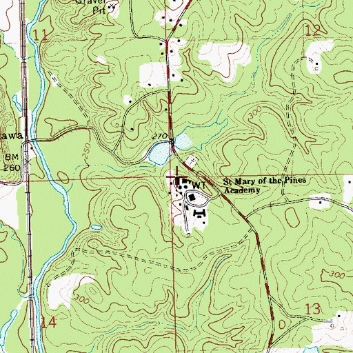 Topographic Map of Saint Mary of the Pines Catholic Church, MS