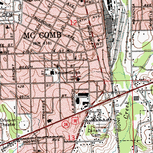 Topographic Map of South McComb Baptist Church, MS