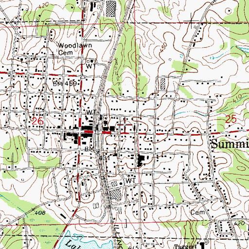 Topographic Map of Summit United Methodist Church, MS
