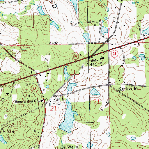 Topographic Map of Sunny Hill School (historical), MS