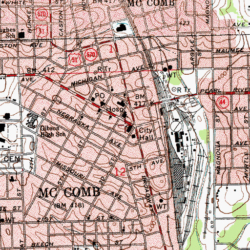 Topographic Map of White Memorial Presbyterian Church, MS