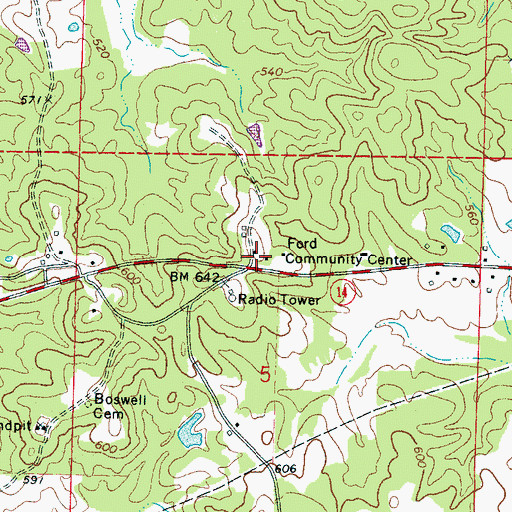 Topographic Map of Griffins Store (historical), MS
