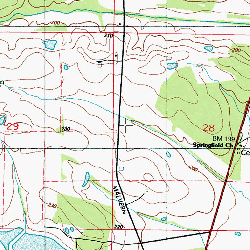 Topographic Map of Allendale Church (historical), MS