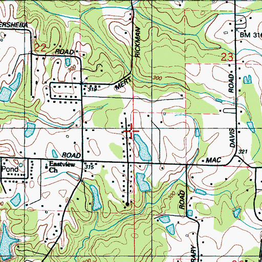 Topographic Map of Babsit Estates, MS