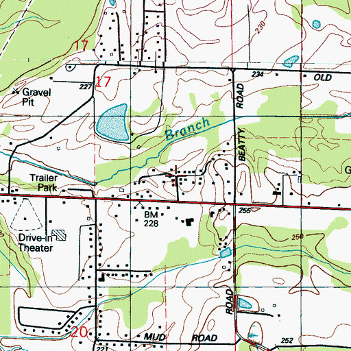 Topographic Map of Baker Subdivision, MS