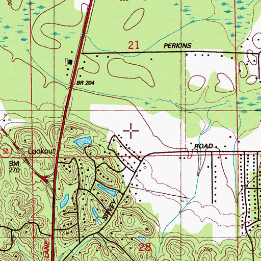 Topographic Map of Battery Heights, MS