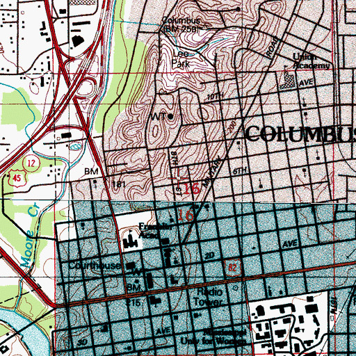 Topographic Map of Beckrone, MS