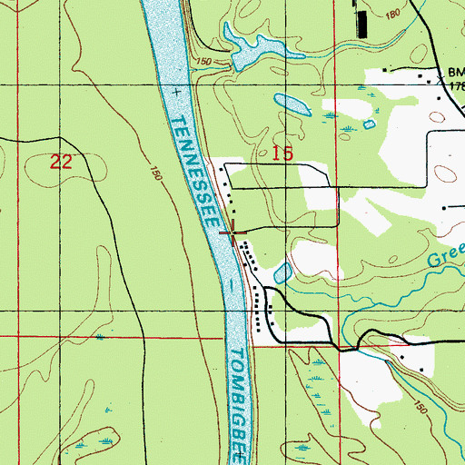 Topographic Map of Beckwiths Landing, MS