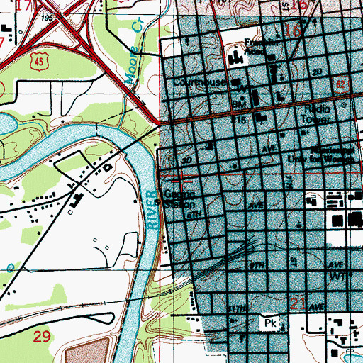 Topographic Map of Belle Bridge, MS