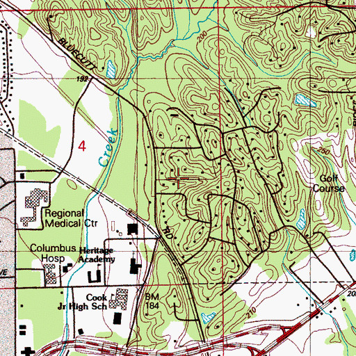 Topographic Map of Briarwood, MS