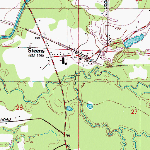 Topographic Map of Brush Creek, MS