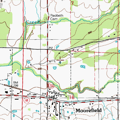 Topographic Map of Township of Moorefield, AR