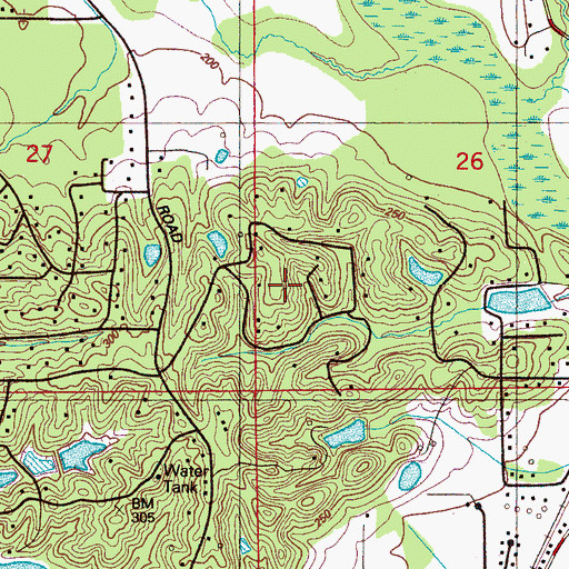 Topographic Map of Bunker Hill, MS