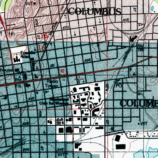 Topographic Map of Central United Methodist Church, MS