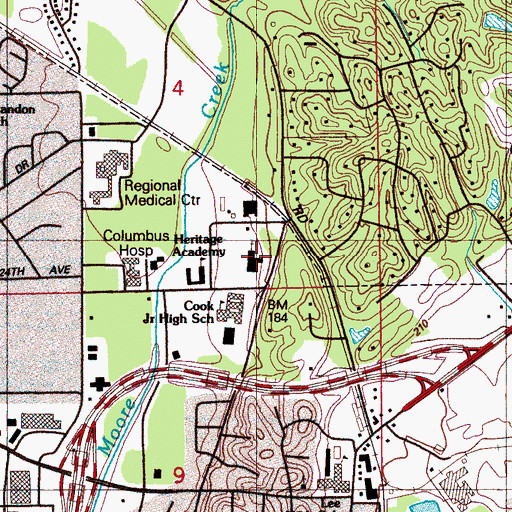 Topographic Map of Church of Christ of Columbus, MS