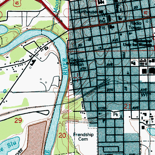 Topographic Map of Colonnade, MS