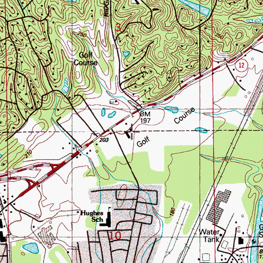 Topographic Map of Columbus Country Club, MS