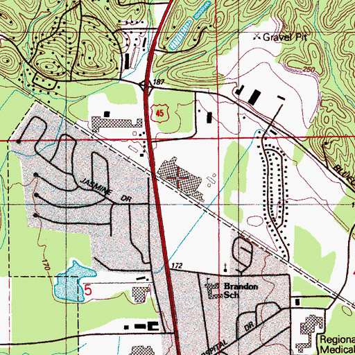 Topographic Map of Columbus-Lowndes Industrial Park North, MS