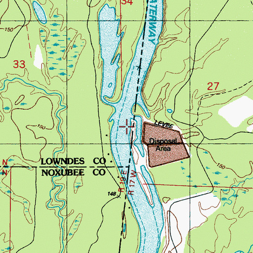 Topographic Map of Crawfords Ferry (historical), MS